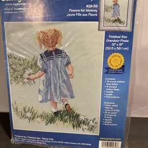 VTG Janlynn Counted Cross Stitch Kit "Flowers For Mommy" Sealed NOS